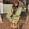 Single-row Multi-button Shirt for Women with A Temperament of Retro and Lazy Style Polo Collar Printed Versatile Long-sleeved In Cardig
