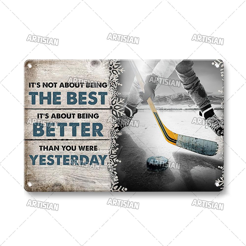 Artisian SPORT Metal Sign Hockey Tin Poster Football Decorative Plate Basketball Baseball Tin Plaque  Wall Decor Garage Bar Pub