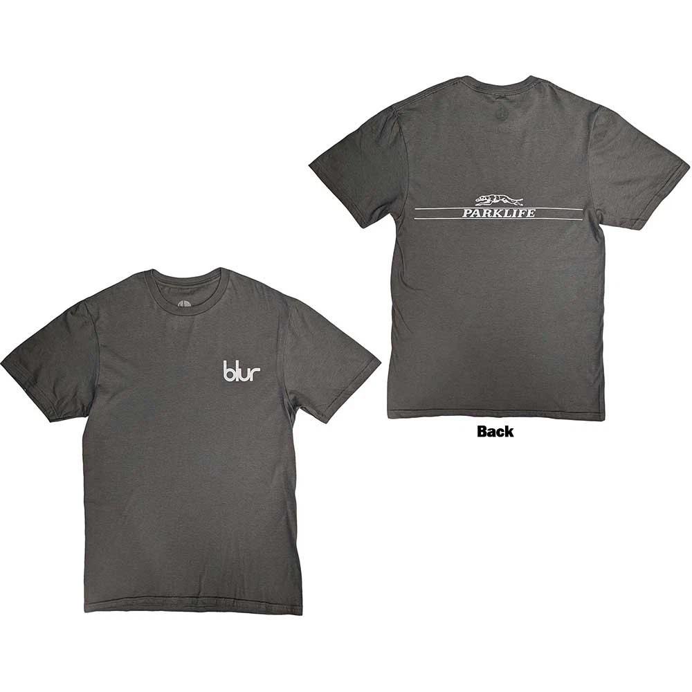 Blur Unisex T-Shirt: Pocket Blur / Parklife (Charcoal Grey) (Back Print) (Small) S