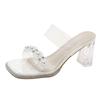 New Versatile Women's Shoes with Thick Heels and Flip-flops Featuring Transparent Sandals and High Heels
