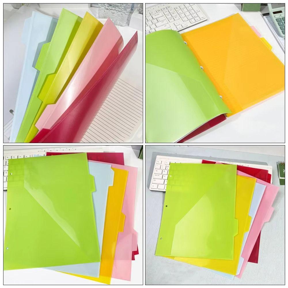 5Pcs with Pockets and Tabs File Folders Document Organizer Binder Dividers Pockets  Notebook Index