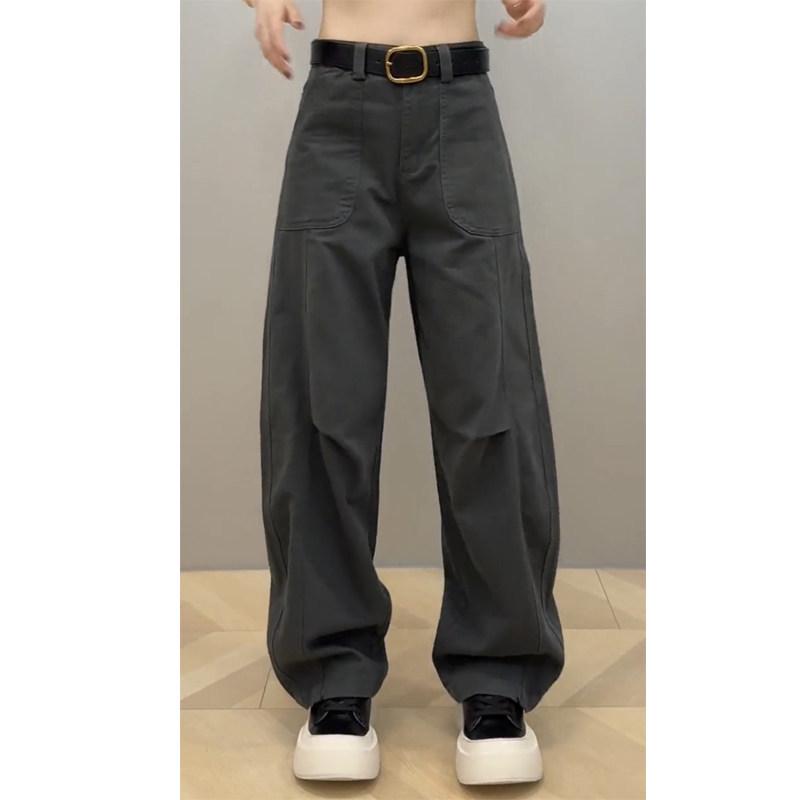 

Plus Size Women s High Waist Curved Blade Cargo Jeans, 2026 Spring, Loose Fit, Hip-Covering, Slimming Wide Leg Pants M [45-50 kg]