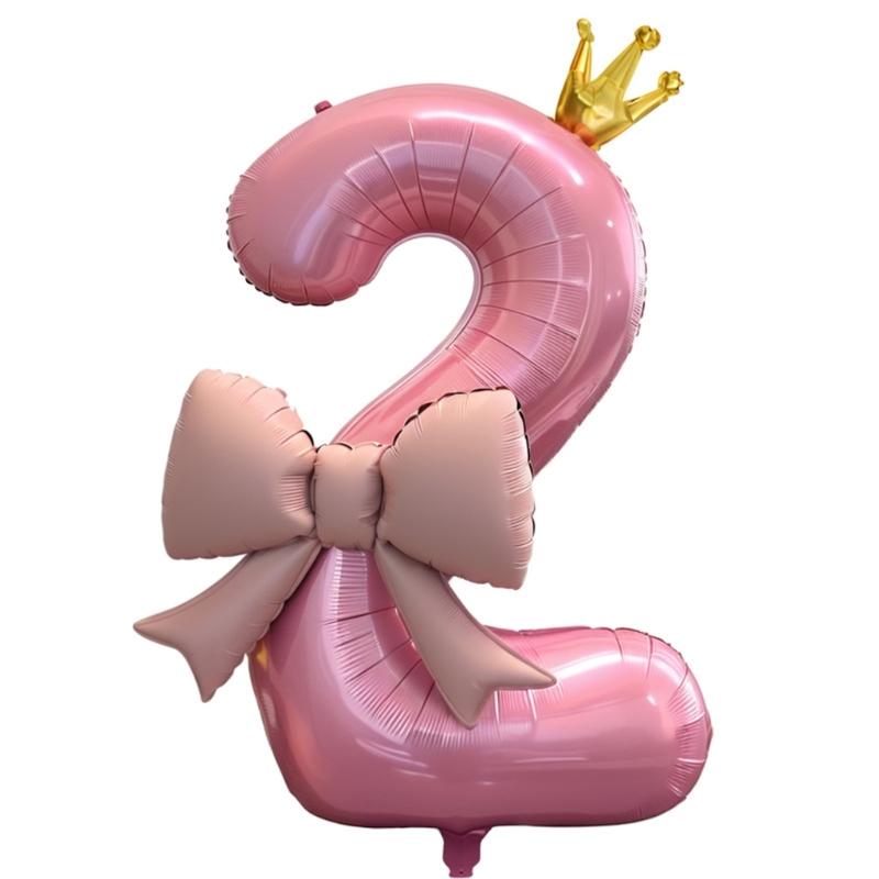 Bowknot Number Shape Balloon Reusable 40Inch Oversize Plastic Balloon For Birthday Wedding Anniversary Party Decoration