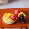 New 5/6Pcs/Set 1/6 1/12 Scale Mini Simulation Fruit Plate Grape Banana Peach Dollhouse Kitchen Decoration