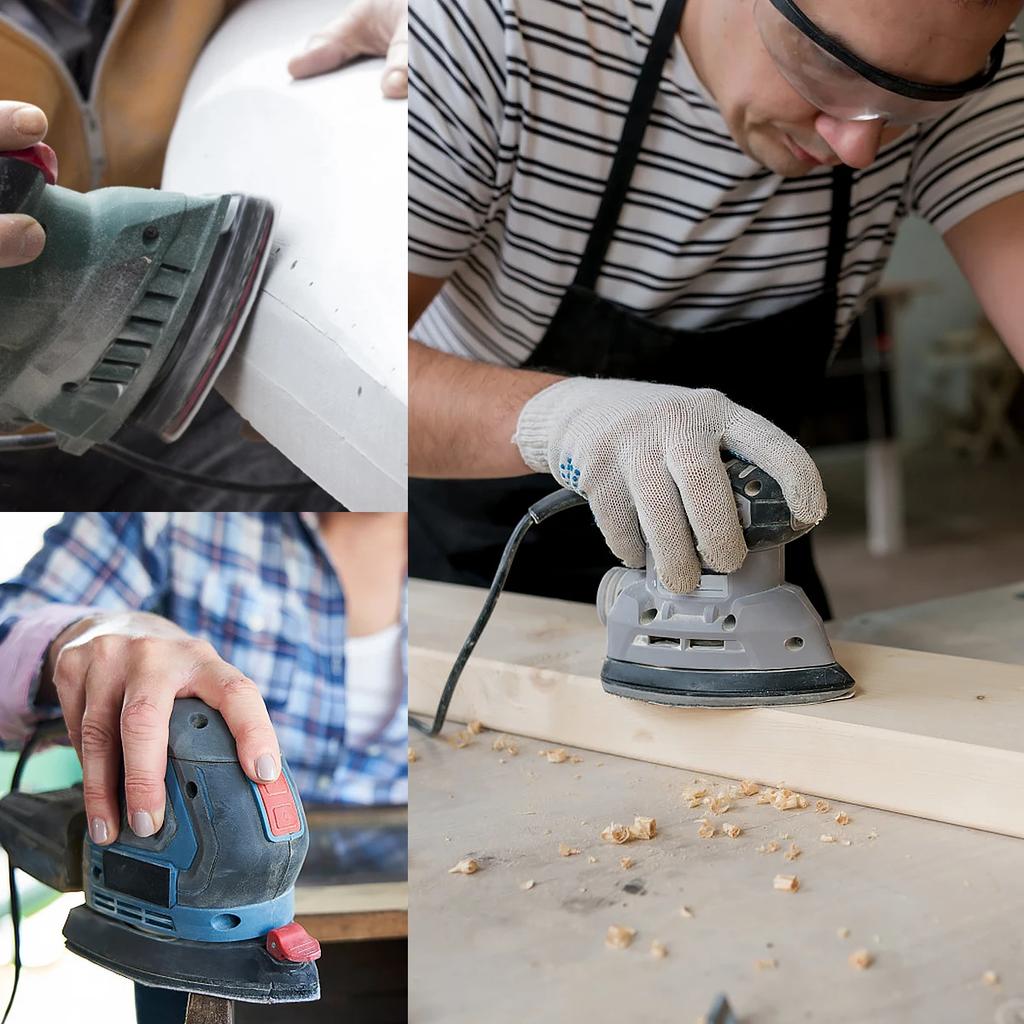 100/200PCS Mouse Sander Pads 60/80/120/180 Grits Detail Sandpaper Orbital Palm Black Abrasive Paper sanding Pads