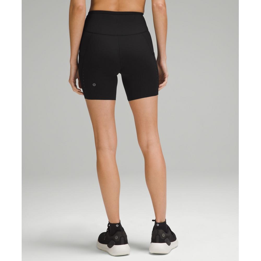 Lululemon Fast And Free High Rise Short 6   Pockets Black