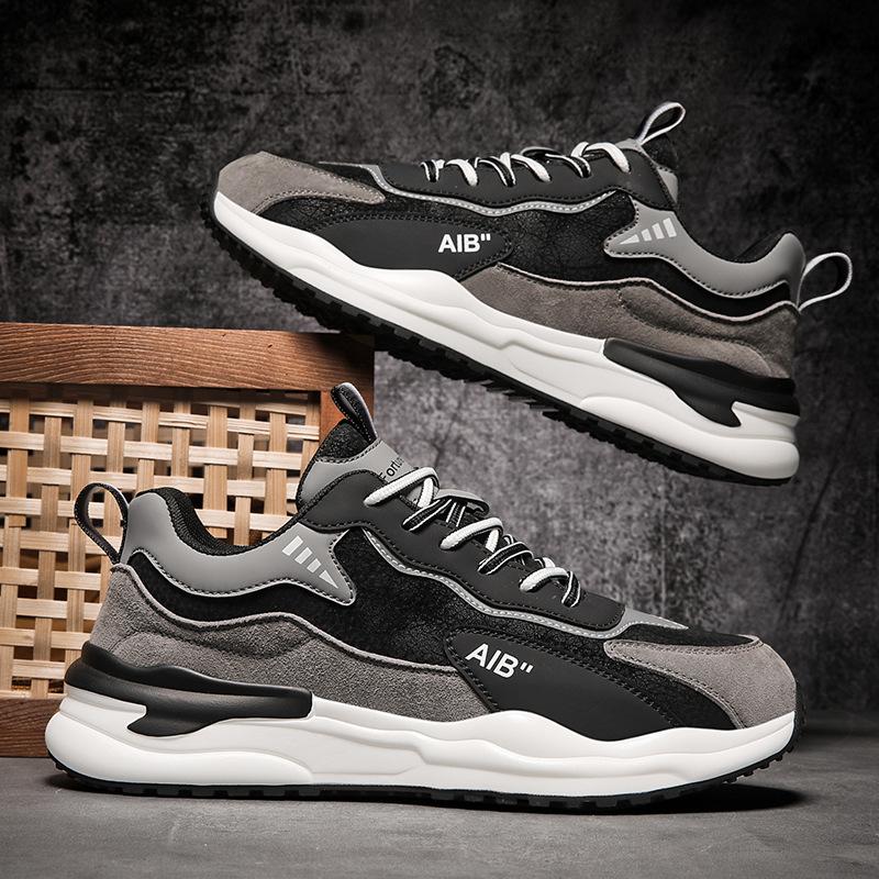 

Мужская обувь осенние дышащие кожаные кроссовки мужская универсальная повседневная обувь для бега нескользящая повышающая рост обувь для папы модная обувь 44