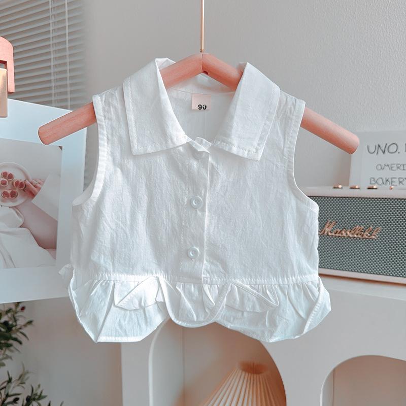 Girls' Set Summer Design Sleeveless Shirt Wide Leg Pants Two-piece Set for Baby Girls