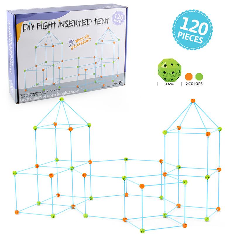 Stem Science And Education 120 Pieces Patchwork Tent Diy Construction Castle Bead Tent Game House Indoor Outdoor Toys
