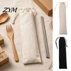 Weiche Leinentasche für Metallutensilien Kordelzug Bestecktasche, Tragbare Wiederverwendbare Utensilientasche, Waschbarer Langlebiger Kleinteile-Aufbewahrungs-Organizer Essstäbchen