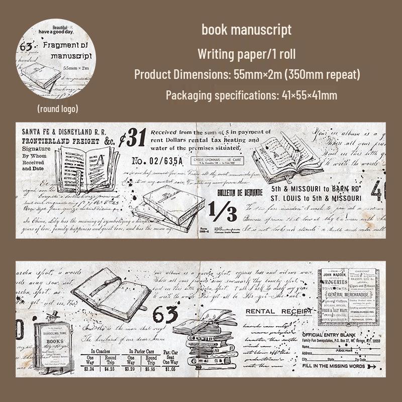 Beautiful Day Retro Manuscript Tape: Journal Decoration Stickers