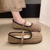 French soft-soled beanie shoes girl 2025 spring and autumn new comfortable fairy wind shallow mouth flat shoes one-word buckle strap single shoes