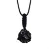 Hand-Woven Crystal Rough Stone Natural Stone Black Mesh Pocket Necklace Mesh Pocket Sweater Chain N702