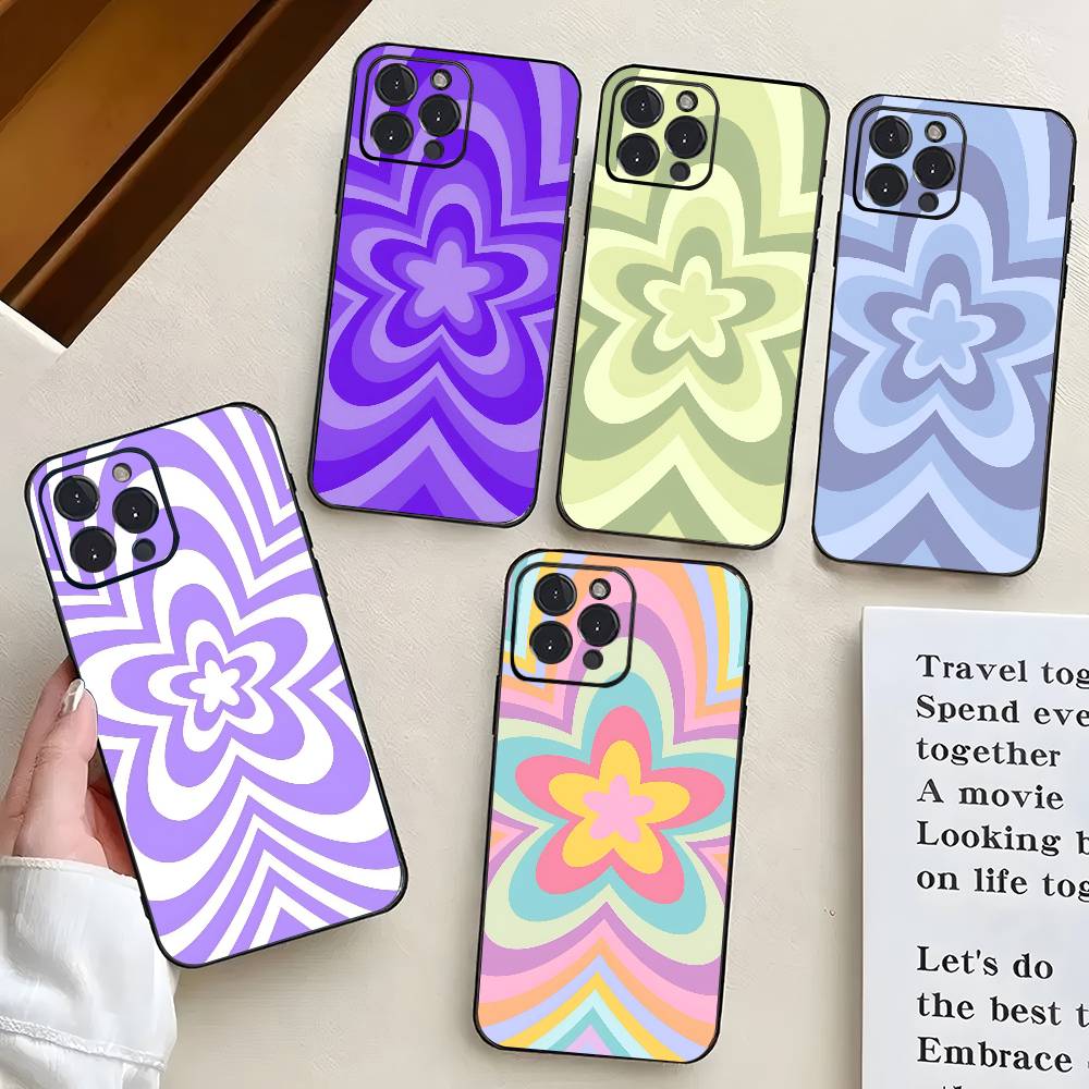 Bunte Herz-Handyhülle für iPhone 15, 16, 14 Plus, 13, 12, 11, 17 Pro Max, 17 Air, Schwarz, weich