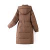 Casaco de Algodão de Pena Feminino Longo Inverno Espessado Acima do Joelho Solto com Capuz