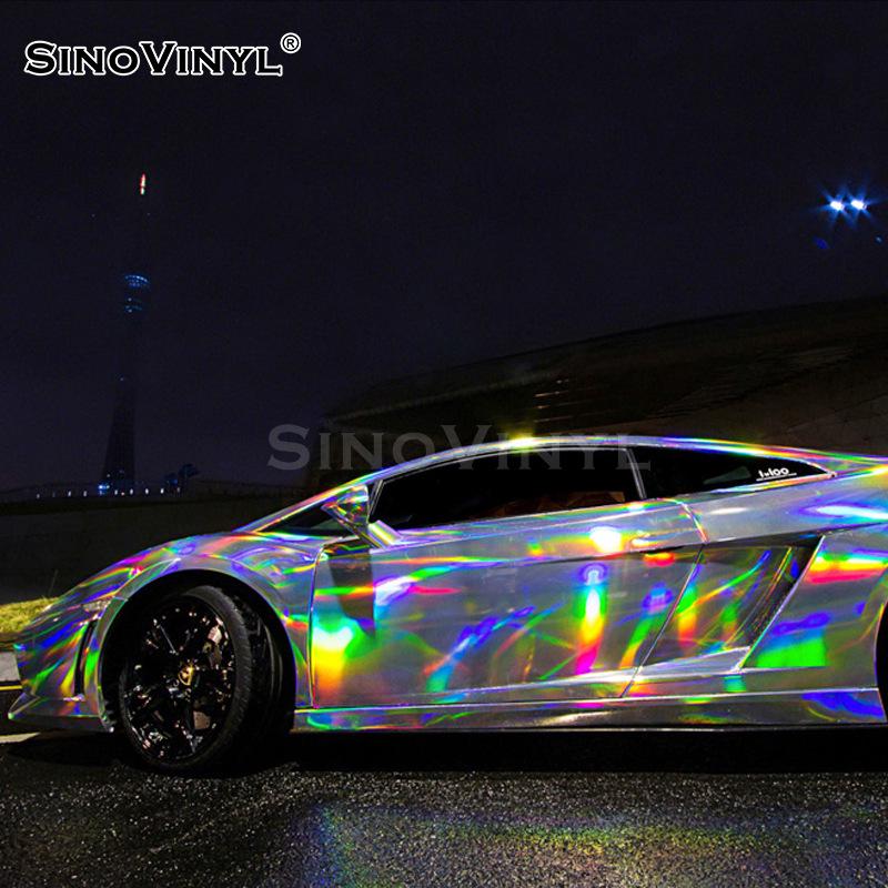 Kalek Silver Laser Car Wrap – Color-Changing Dragon Film for Full Body Decoration