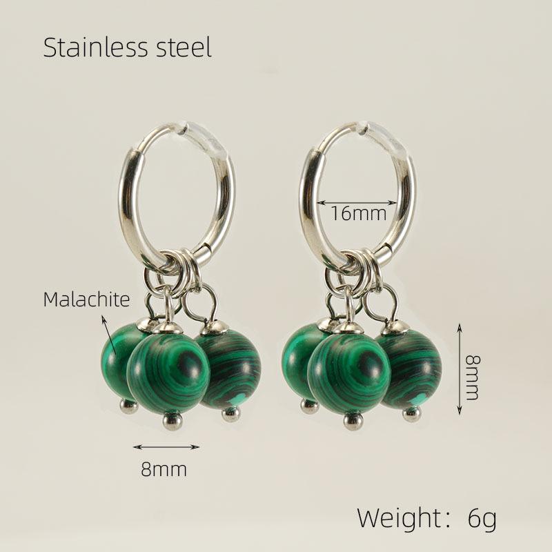 2023 Vintage Malachite & 18k Gold-Plated Stainless Steel Hoop Earrings