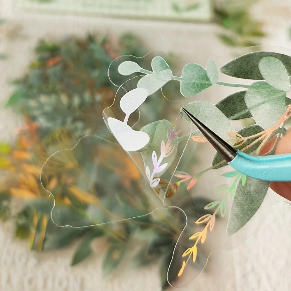 40pcs/set Vintage Gilding Green Leaf Flower Notebook Decorative Stickers Decorative Stickers For Scrapbooking Label Diary