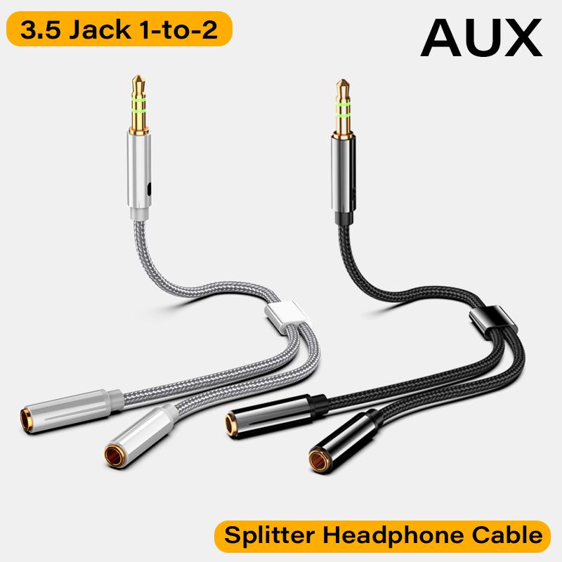 Cable Divisor de Auriculares 3.5mm Macho a 2 Jack Hembra 3.5mm Cable de Extensión Adaptador AUX para Teléfono Portátil MP3 Cable Divisor de Audio