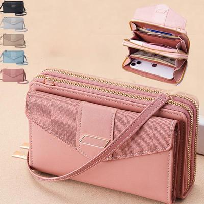 Women's Korean Multi Card Double Layer Zipper Single Shoulder Crossbody Bag Large Capacity Ladies Wallets CLE