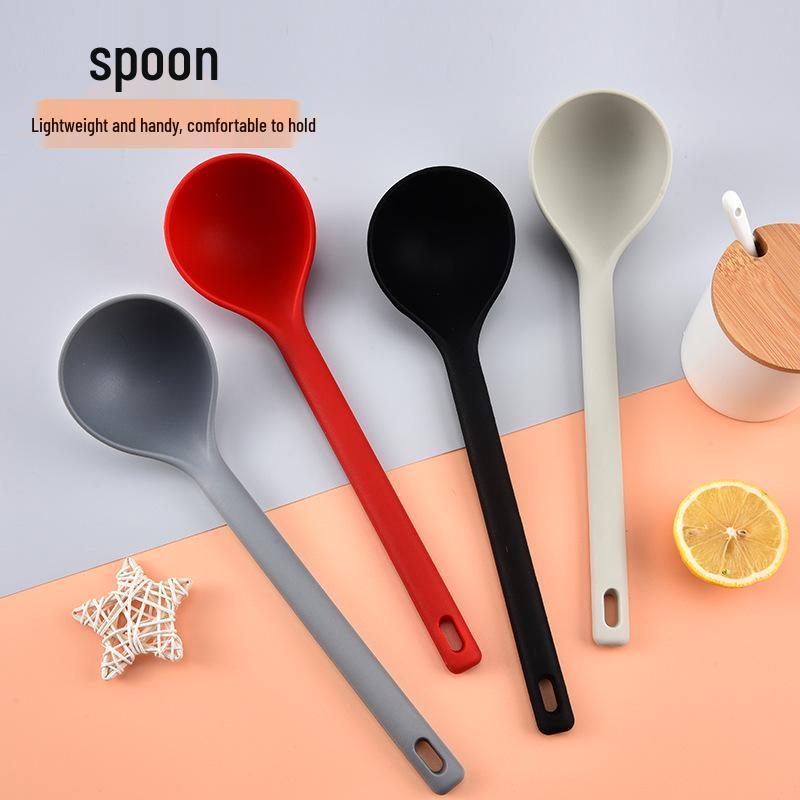 2023 Heat-Resistant Silicone Long-Handle Soup Ladle - Non-Stick Pot and Porridge Spoon