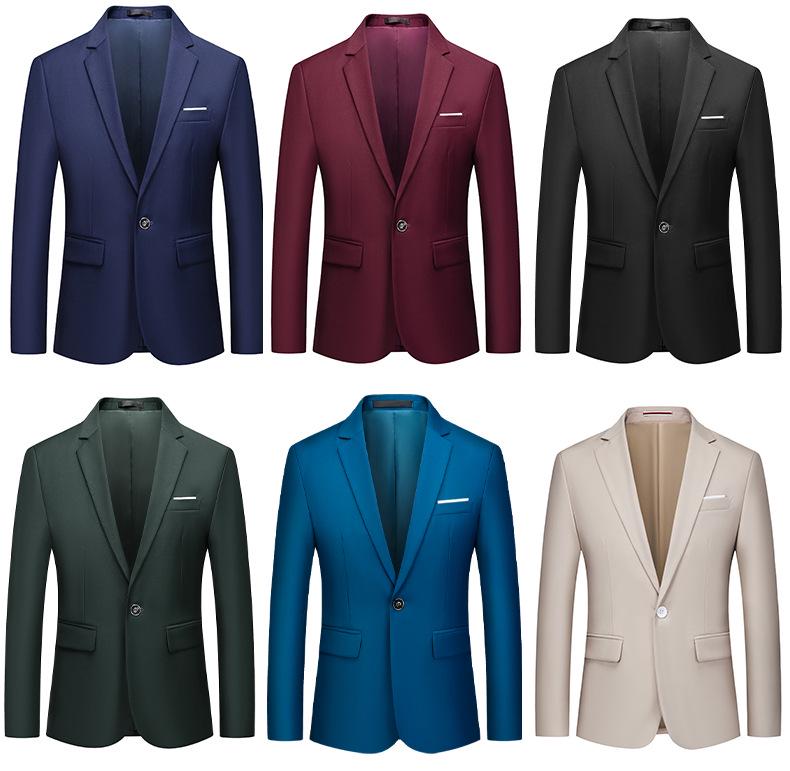2025 Spring/Autumn Men's Solid Color Single-Button Business Casual Suit Jacket