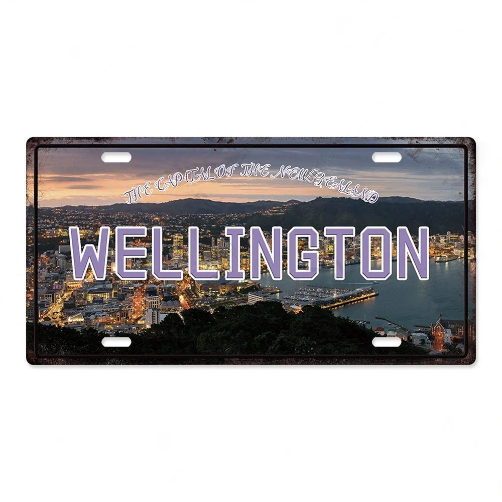 Hauptstadt Kennzeichen Metallposter Schilder Wanddeko Plakette Metall Vintage Blechschild für Restaurant Bar