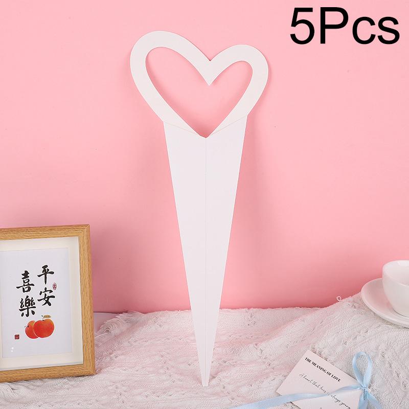 

5 шт. Одинарная переносная коробка для цветов Прочная Элегантная Упаковочный пакет в форме сердца с розовой тематикой для фестиваля Романтичный 46,5x18 см белый