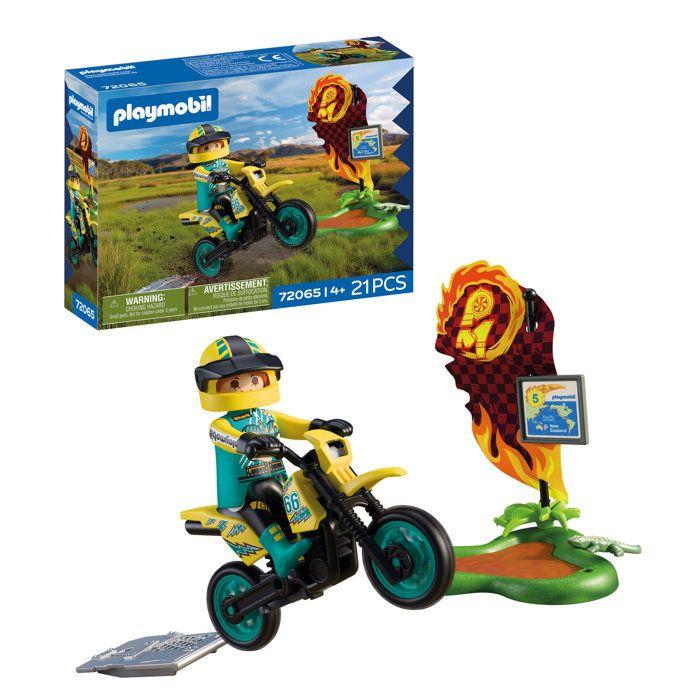 Playmobil 72065 Motocross, Versenyjármű, 21 darab, versenyző & kiegészítők, 4 éves kortól