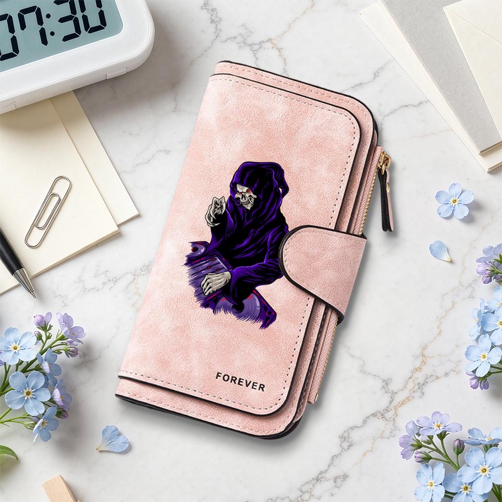 Gothic Grim Reaper Long Wallet Cool Printed Purse Forever Card Holder