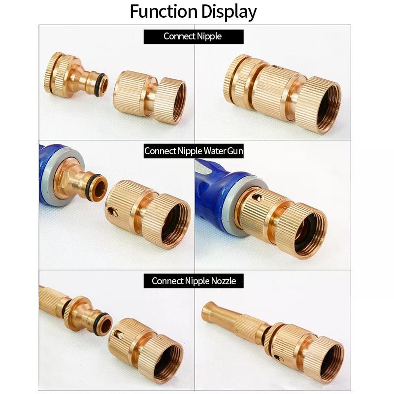 1/2'' 3/4'' 5/8" 1'' Brass Tap Quick Connecter 16Mm 20Mm Copper Hose Coupling Adapter Garden Watering Gun Water Stop Fittings