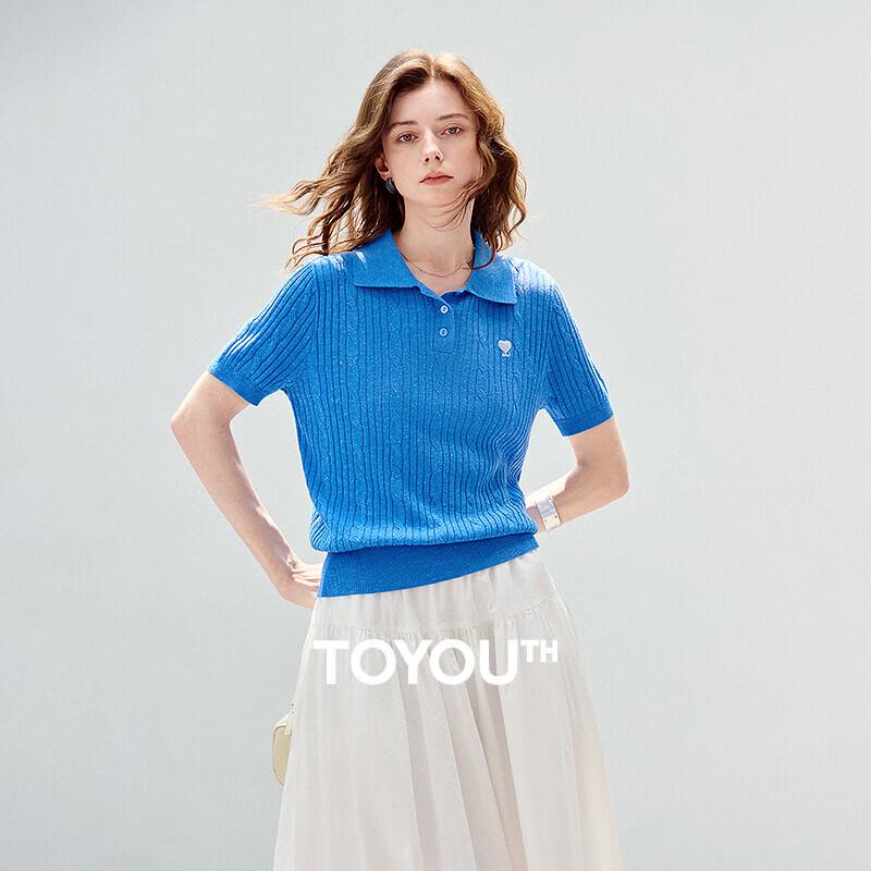 Women's Retro Cable Knit Linen Blend Polo Top
