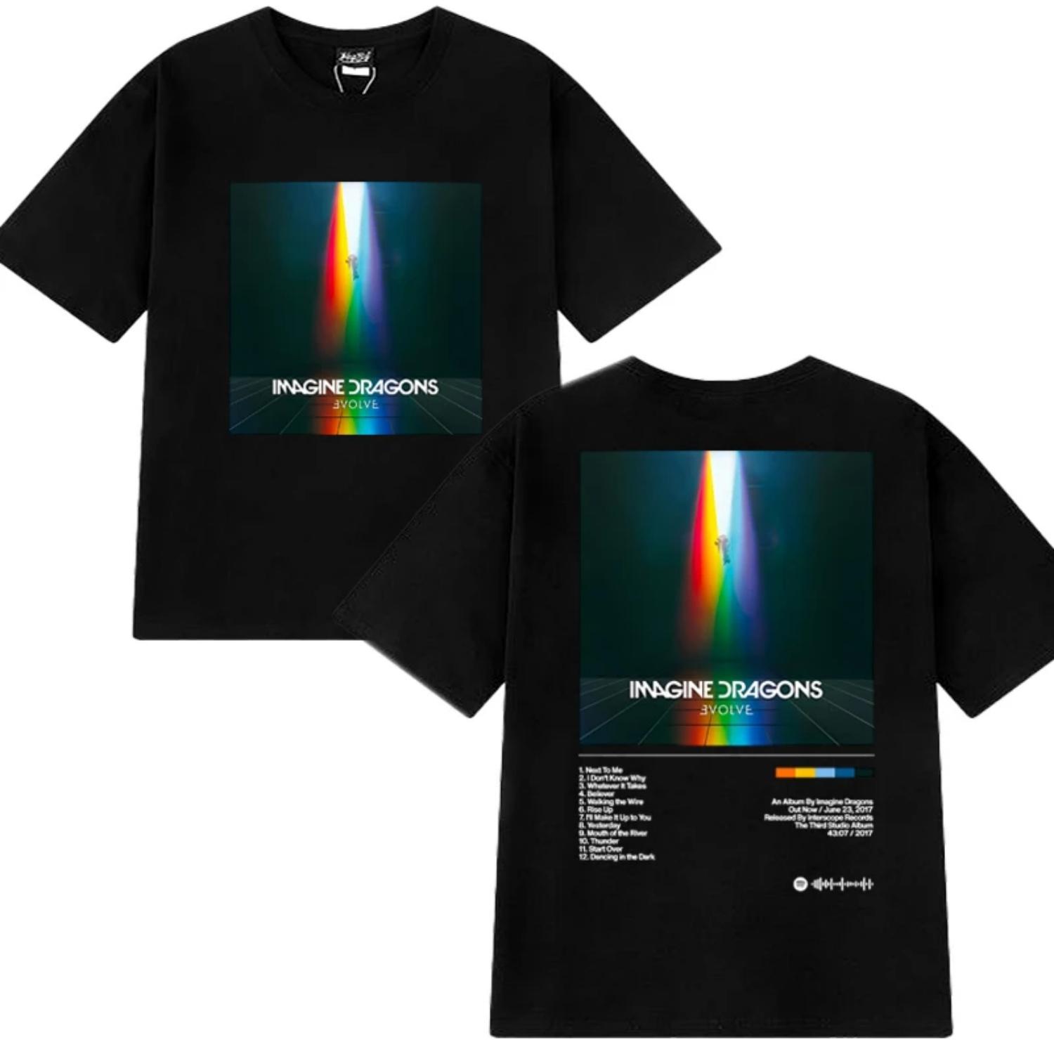 

Imagine Dragons Evolve Album Double Sided T-shirt Men and Women Summer Cotton Clothing Casual Fashion Short Sleeved Tee Unisex S разноцветный
