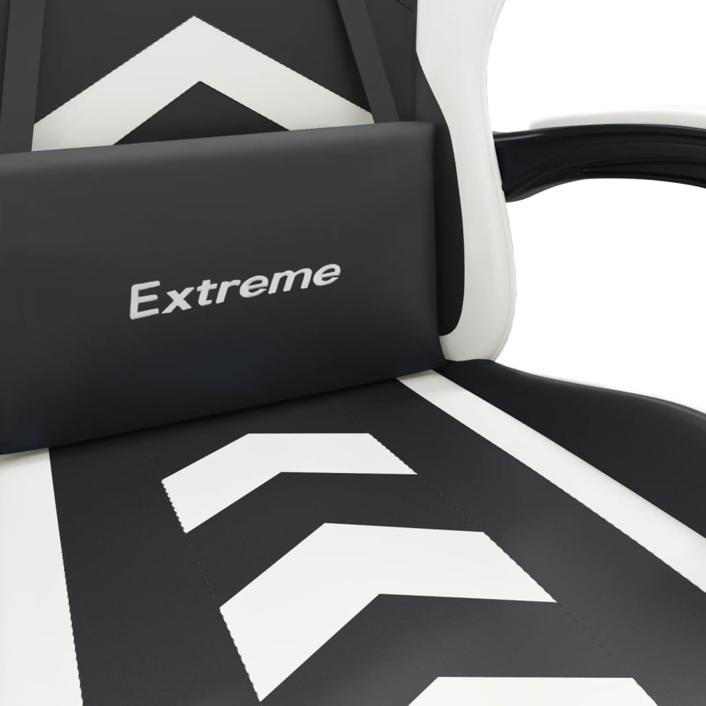 Gaming Chair Black and White Artificial Leather