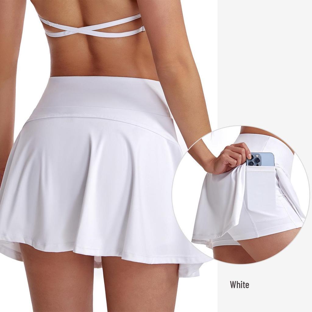 Women's High Waist Pleated Silk Mini Skirt - Perfect for Spring & Summer Sports, Yoga, Running, Fitness, and Tennis.