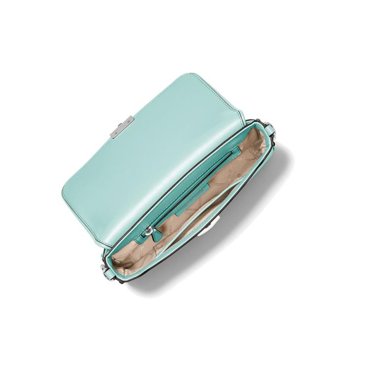 New MICHAEL KORS Leather Baguette Shoulder Bag Small Size Women's Light Aqua Blue 30S1S2BL1T-432