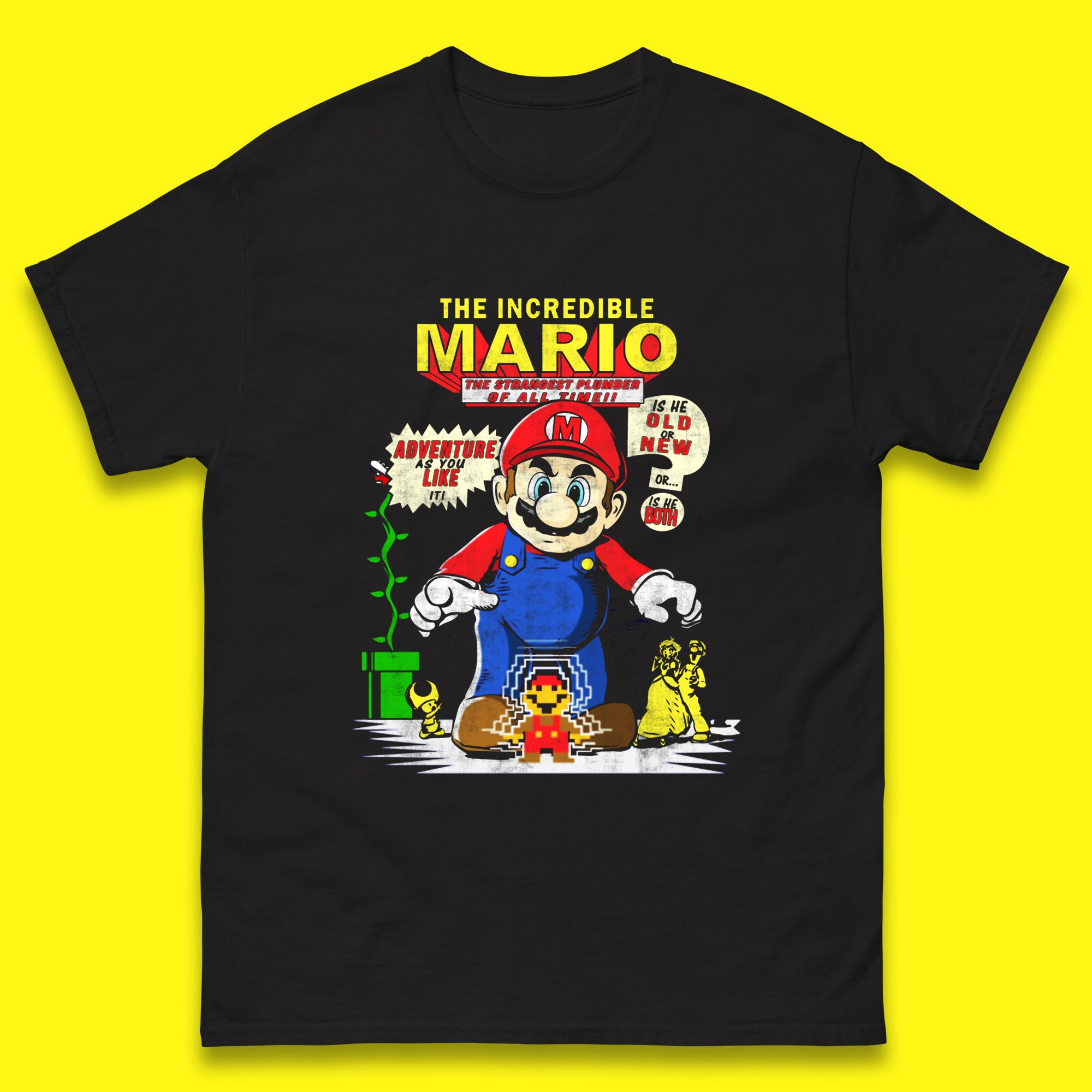 The Incredible Mario The Strongest Plumber Of All Time Super Mario Funny Plumber Mario Bros Gaming Mens Tee Top 2XL