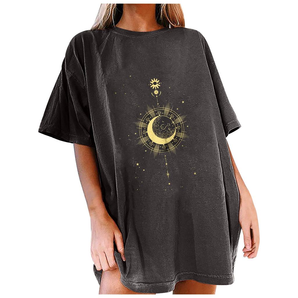 Women's Vintage Drop Sleeves Printed Pattern Casual Short Sleeve Tops Blouse