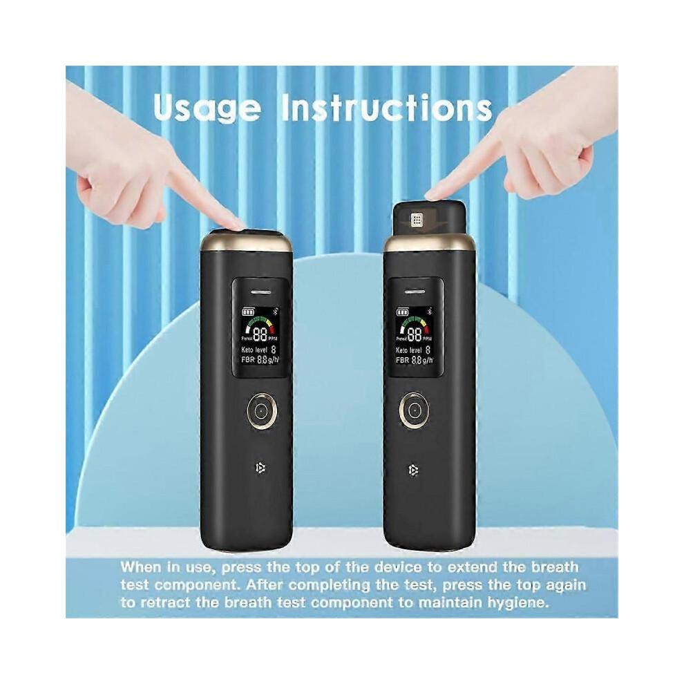 (Black) Professional Ketone Breath Analyzer High Accuracy Ketone Breath Meter Ketone Tester for You