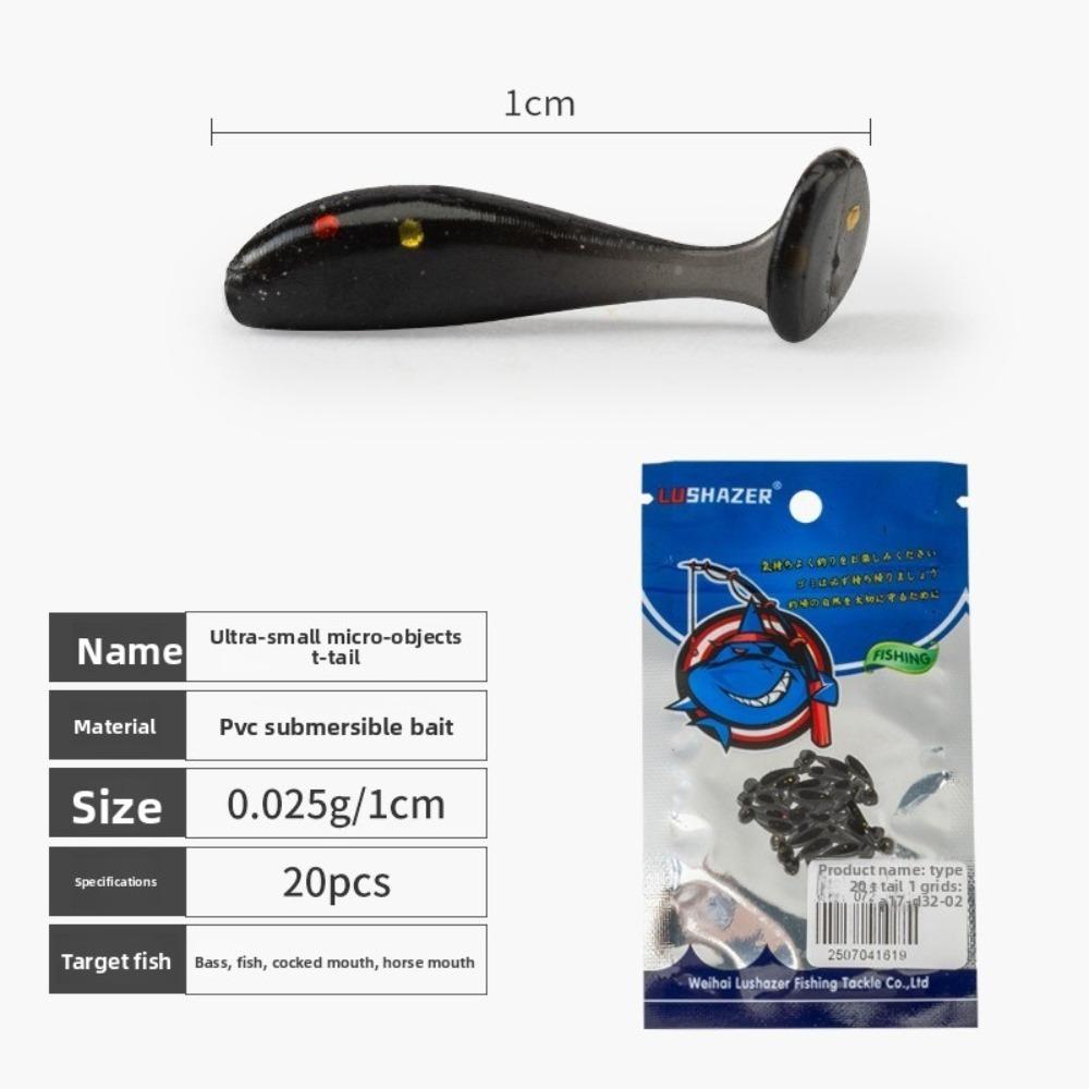 60pcs Professional Silicone Fishing Soft Lures T Tail Mix Colors Artificial Lures 1.0cm Minnow Lures Winter Fishing