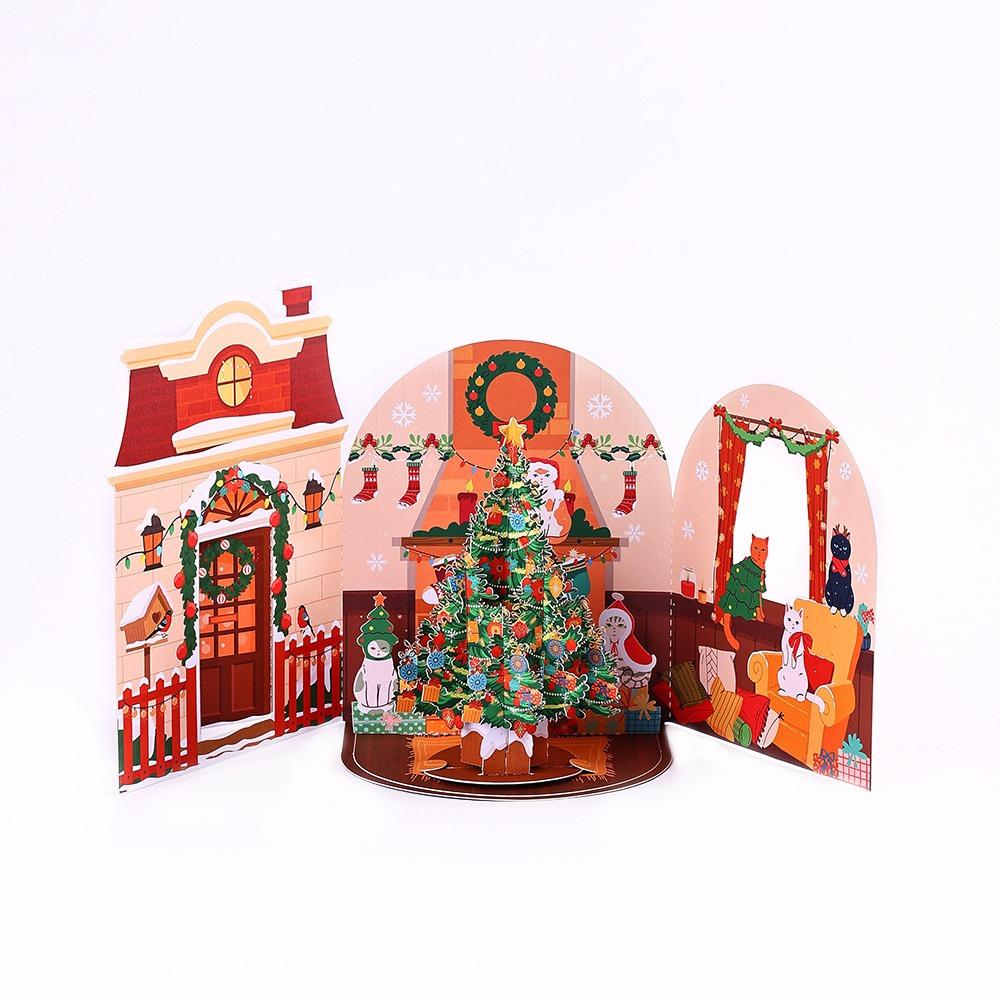 3D Cartoon Christmas Greeting Cards Multicolor 3D Christmas Card  Christmas Season