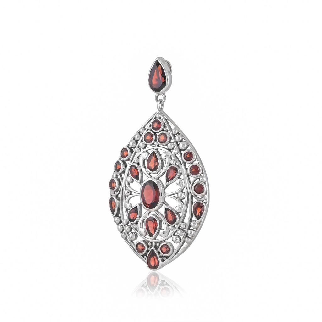 Garnet gemstone pendant 925 sterling silver jewelry zivori necklace pendant Red garnet pendant SSP28