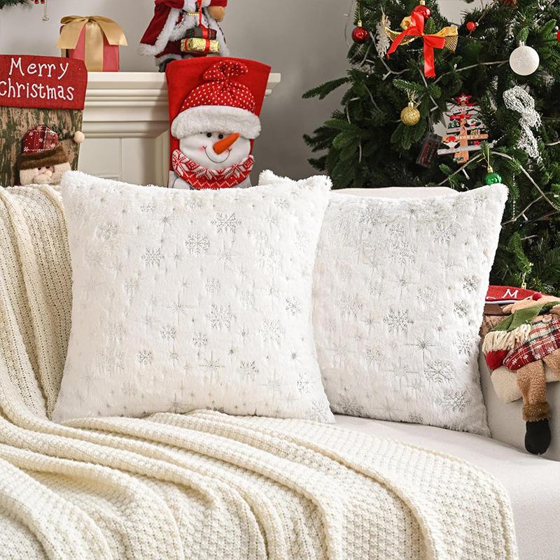 Christmas Pillow Shu Cotton Embroidered Pillow Case Living Room Sofa Snowflake Cushion Pillow Case