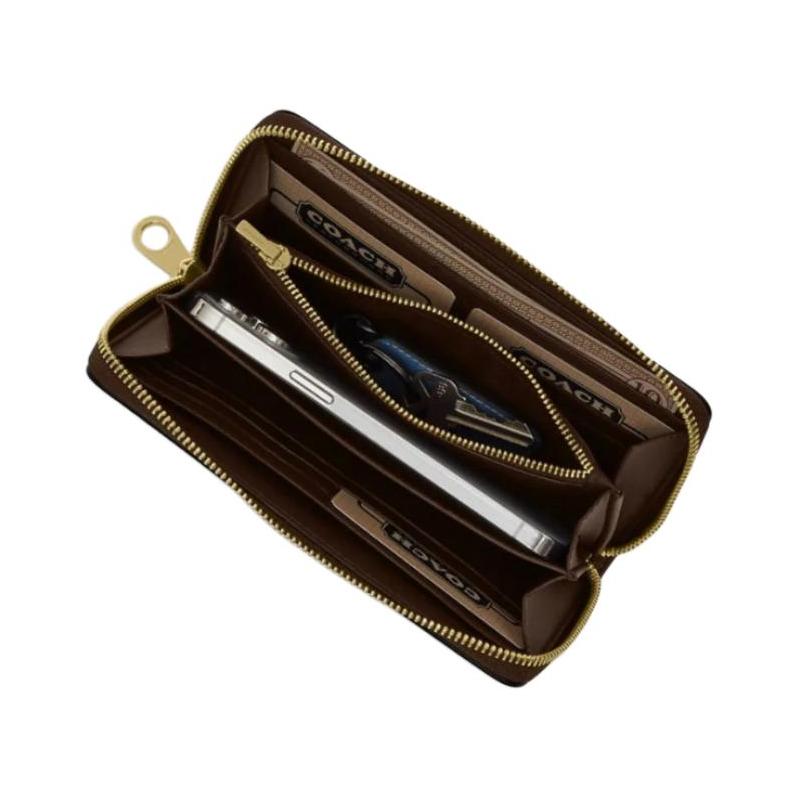 COACH 19 Brand logo zipper closure Coated canvas Wallet Regular Women's Sand sand color