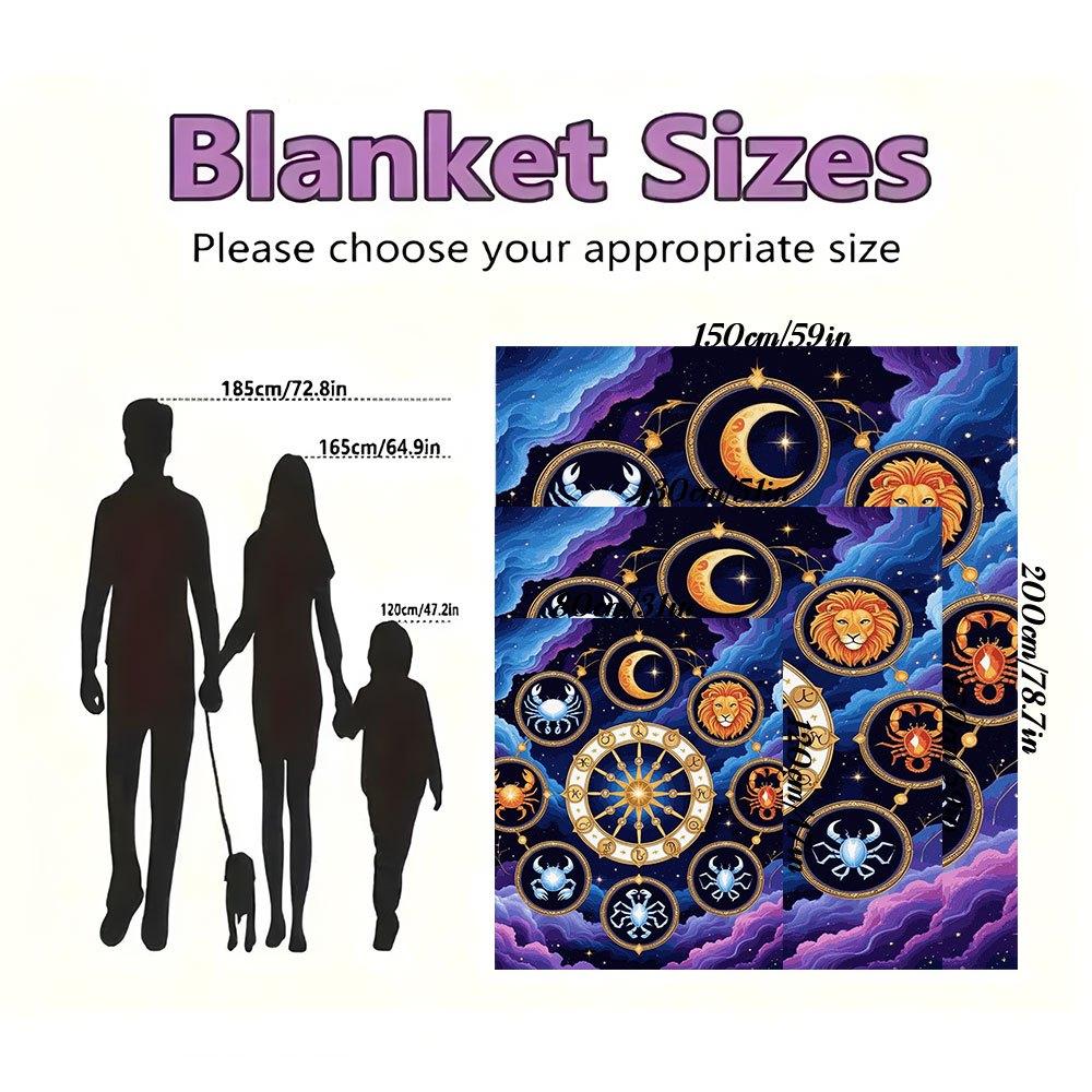 "Horoscope Zodiac Signs Wall Art Print"Blanket Flannel Throw Blanket for Sofa, Bed, Travel, Camping, Office