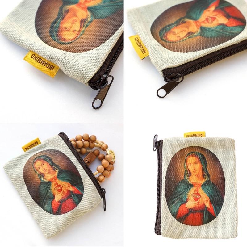 Kompakte Perlenaufbewahrungstasche Geschenktasche Stoff Schmuckbeutel Rosenkranztasche Stoffmaterial Geeignet zum Verschenken Schmuck