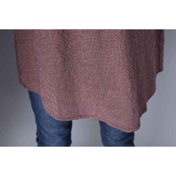 Cotton Plaid Long Sleeved Shirt for Women Spring and Autumn Medium To Long Standing Collar Plus Size Shirt