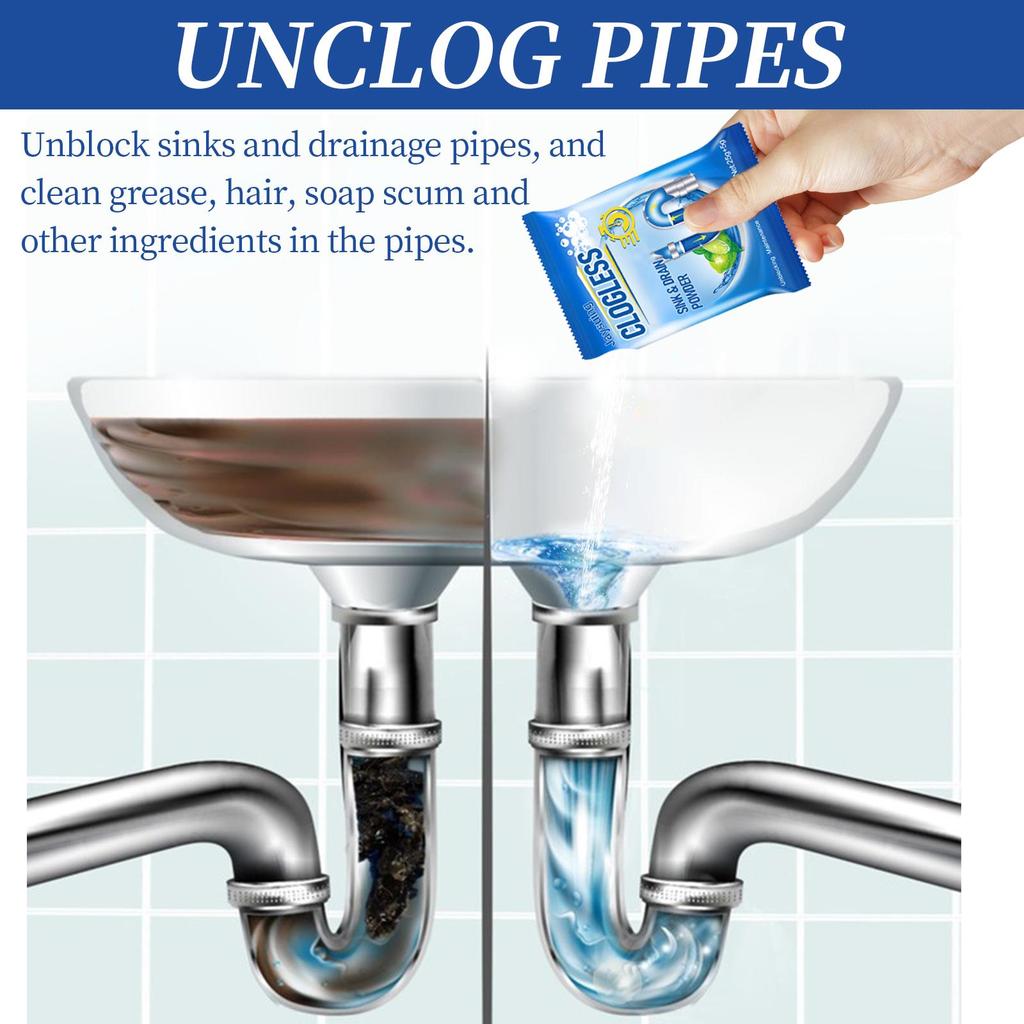 Drain cleaner; toilet sink kitchen bathroom drain pipe clog stain deodorization quick unclogging cleaning decontamination