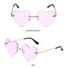 Cosplay Costume Metal Sun Glasses Rimless Heart Sunglasses Pink Hippie Sunglasses Heart-Shaped