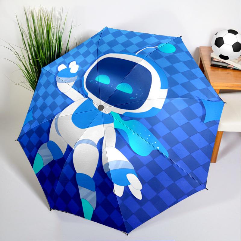 Ombrello Astro Bot Avventura Spaziale - Apertura/Chiusura Automatica, Ombrello Leggero Compatto a 8 Stecche Essenziale per Esterni Accessorio Picnic Ventaglio Regali